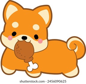 Lindo cachorro kawaii perro adorable animal icono de Vector. Pegatinas para mascotas de Shiba Inu. Ilustraciones de actividades de perros felices.