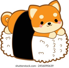 Netter Welpe kawaii Hund schöne Tier-Vektorgrafik-Ikone. Flauschige Shiba Inu Haustier Aufkleber. Happy Doggy Aktivitäten Illustrationen.