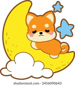 Lindo cachorro kawaii perro adorable animal icono de Vector. Pegatinas para mascotas de Shiba Inu. Ilustraciones de actividades de perros felices.