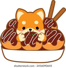 Lindo cachorro kawaii perro adorable animal icono de Vector. Pegatinas para mascotas de Shiba Inu. Ilustraciones de actividades de perros felices.