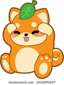 Lindo cachorro kawaii perro adorable animal icono de Vector. Pegatinas para mascotas de Shiba Inu. Ilustraciones de actividades de perros felices.