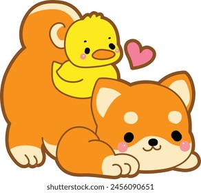 Lindo cachorro kawaii perro adorable animal icono de Vector. Pegatinas para mascotas de Shiba Inu. Ilustraciones de actividades de perros felices.