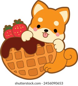 Lindo cachorro kawaii perro adorable animal icono de Vector. Pegatinas para mascotas de Shiba Inu. Ilustraciones de actividades de perros felices.