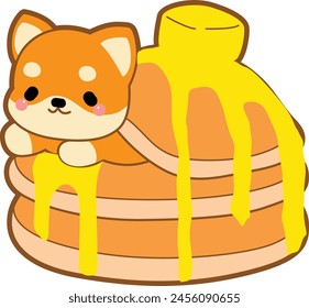 Lindo cachorro kawaii perro adorable animal icono de Vector. Pegatinas para mascotas de Shiba Inu. Ilustraciones de actividades de perros felices.