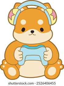 Lindo cachorro kawaii perro encantador icono de Vector animal. Fluffy Shiba Inu pegatinas para mascotas. Ilustraciones de actividades de perrito feliz.
Video Shiba Inu jugando a un juego