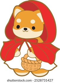 Lindo cachorro kawaii perro encantador animal Vector de halloween. Fluffy Shiba Inu pegatinas para mascotas. Ilustraciones de actividades de perrito feliz.
Shiba Inu con un disfraz de montura rojo