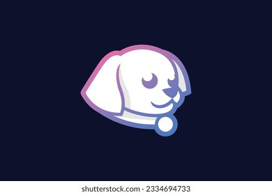 cute puppy lineart vector template logo design