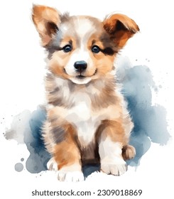 cute puppy, little dog on white background