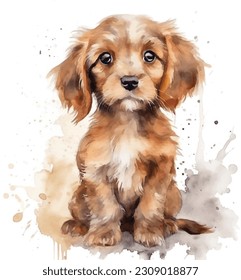 cute puppy, little dog on white background