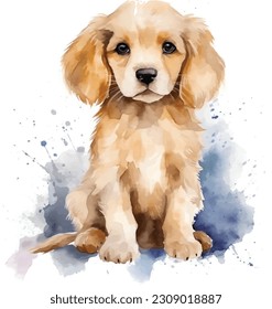 cute puppy, little dog on white background