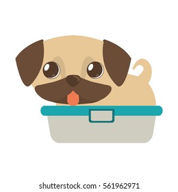 cute puppy little tongue out bathtub vector illustration eps 10