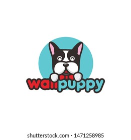 cute puppy logo character template design