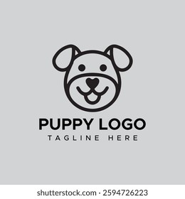 Cute Puppy Logo Design – Minimalist Pet Branding Icon
