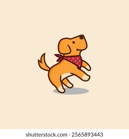 cute puppy mascot vector illustration with red scarf