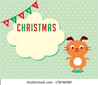 cute puppy merry christmas greeting card