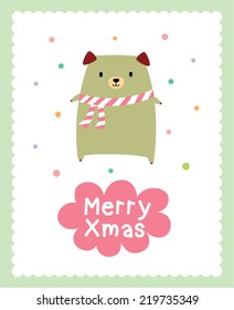 cute puppy merry christmas greeting card