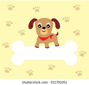 cute puppy message card with bone graphic