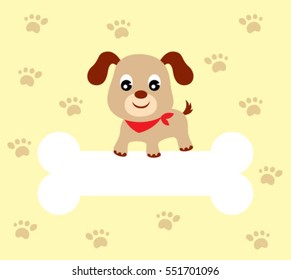 cute puppy message card with bone graphic