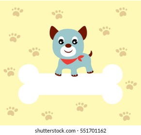 cute puppy message card with bone graphic