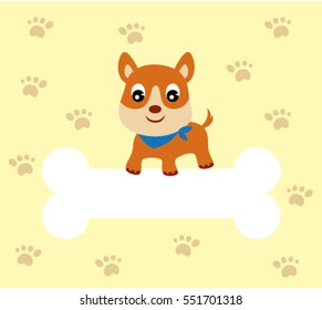 cute puppy message card with bone graphic