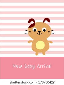 cute puppy new baby arrival card