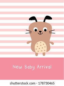 cute puppy new baby arrival card