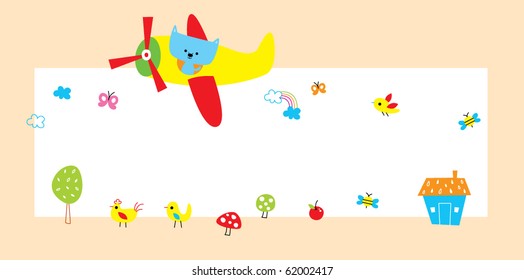 cute puppy on flying plane board