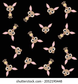 Cute puppy pattern with black background fabric design