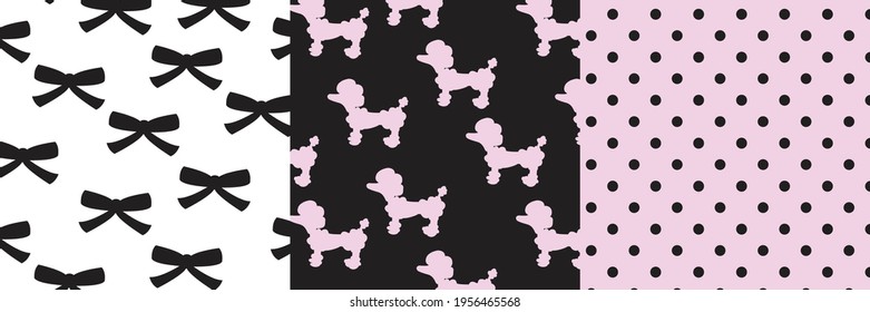Patrón de cachorro en un fondo rosa claro. Agradable Nursery Art for Card, Invitation, Wall Art, Baby Girl Party.