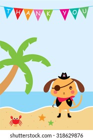 cute puppy pirate thank you card