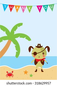 cute puppy pirate thank you card