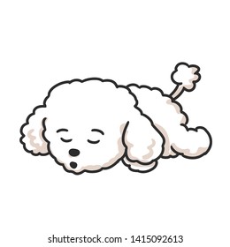 Cute puppy poodle cartoon sleeping