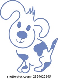 Cute Puppy Portrait . Doodle Vector Illustration.The pet is sitting on its hind legs.