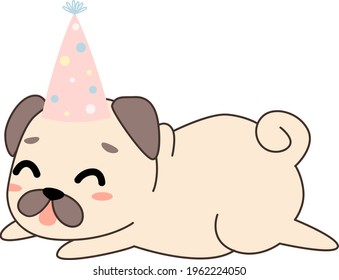 Cute puppy pug isolated vector illustration