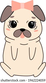 Cute puppy pug isolated vector illustration