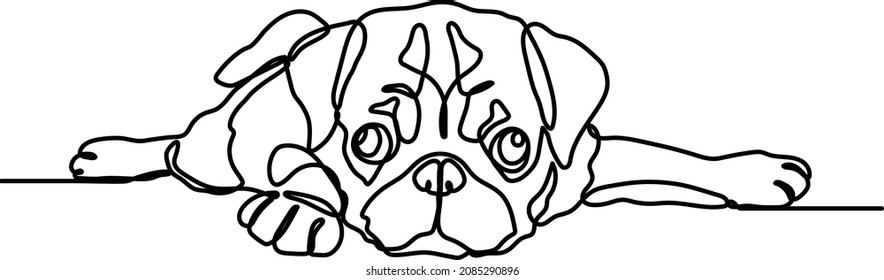 Cute puppy pug line art 002