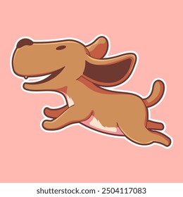 Cute Puppy Running Flat Vector Art
