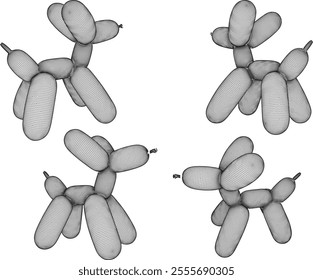Cute puppy shaped balloon child toy design silhouette illustration vector sketch
