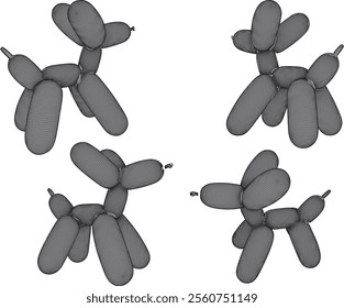 Cute puppy shaped balloon child toy design silhouette illustration vector sketch