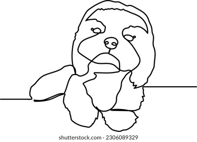 Cute puppy shihtzu 001 line art