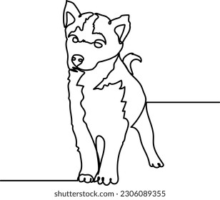 Cute puppy siberianhusky 003 line art
