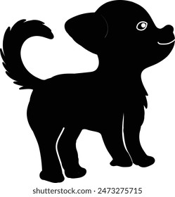 Cute puppy silhouette sticker pup printable dog graphic elements