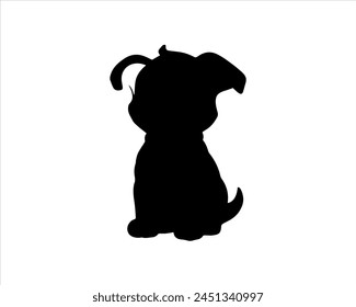 Cute puppy silhouette vector illustration on white background