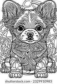 Página Cute Puppy Linea simple y Minimalista Coloración de Arte