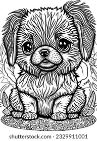 Cute Puppy Simple and Minimalistic Line Art Coloring Page
