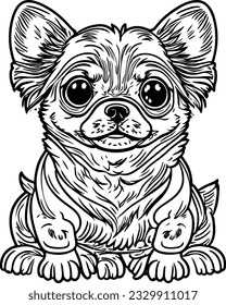 Cute Puppy Simple and Minimalistic Line Art Coloring Page