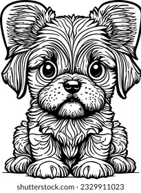 Cute Puppy Simple and Minimalistic Line Art Coloring Page