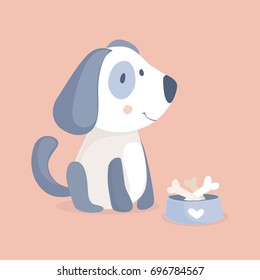 Cute puppy sits, vector illustration