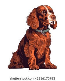 Cute puppy sitting, cheerful and loyal icon isolated