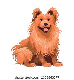 Cute puppy sitting, cheerful and obedient icon isolated